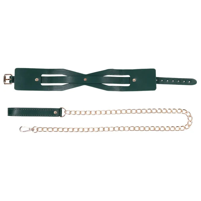 Sportsheets Sex & Mischief Indica Cutout Collar & Leash Restraint Green / Gold Sportsheets