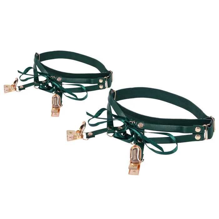 Sportsheets Sex & Mischief Indica Laced Up Garters Set Of 2 Green / Gold Sportsheets Main image