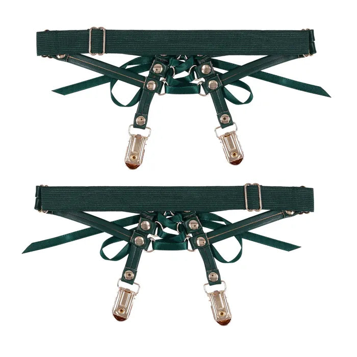 Sportsheets Sex & Mischief Indica Laced Up Garters Set Of 2 Green / Gold Secondary image