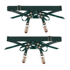 Sportsheets Sex & Mischief Indica Laced Up Garters Set Of 2 Green / Gold Sportsheets