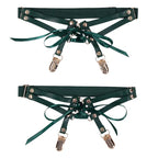 Sportsheets Sex & Mischief Indica Laced Up Garters Set Of 2 Green / Gold Sportsheets