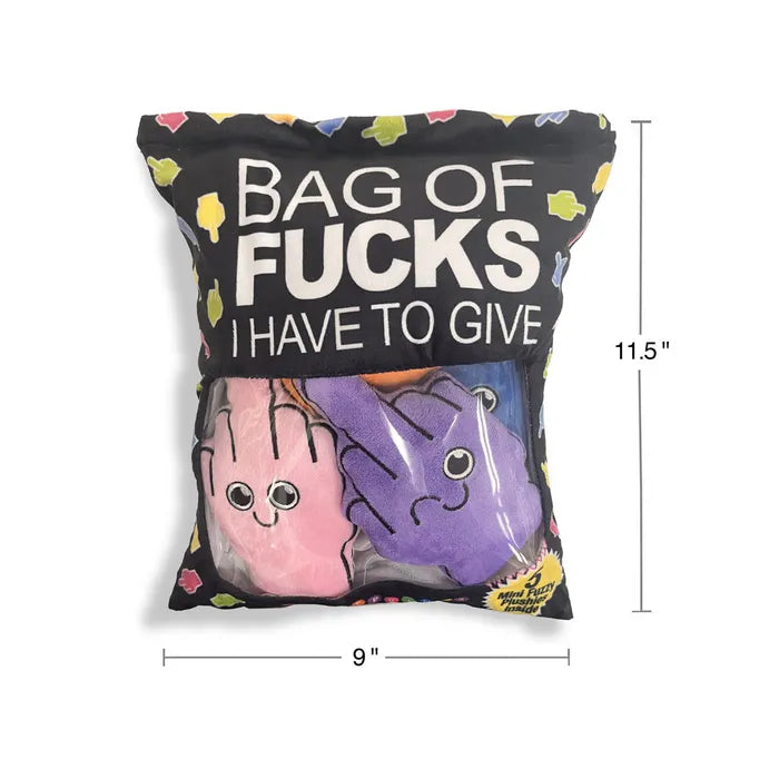Little Genie Bag Of Fucks I Have To Give Mini Fuzzy FU Plushy Pillows Set Of 5 Little Genie