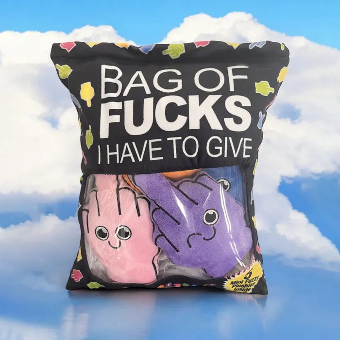 Little Genie Bag Of Fucks I Have To Give Mini Fuzzy FU Plushy Pillows Set Of 5 Little Genie