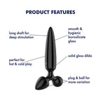 Satisfyer Triple Crystal 1 Black Glass 3 In 1 Butt Plug Satisfyer