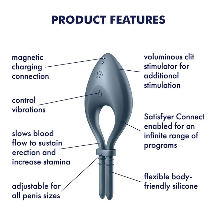 Satisfyer Bullseye Navy Vibrating Adjustable Lasso Cock Ring Satisfyer