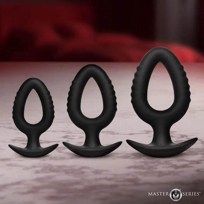 XR Brands Master Series Pop Plugs Anal Plug Trainer Set Of 3 Sizes Black XR Brands