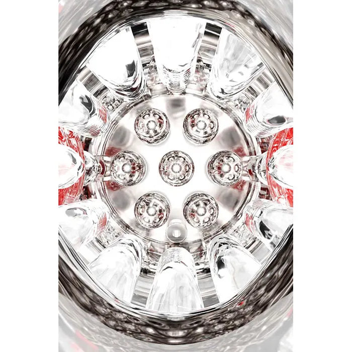Adam & Eve PLEASURE PRO 3000 USB Rechargeable Thrusting & Rotating Auto Stroker Clear / Red Adam & Eve