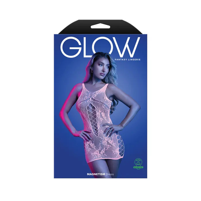 Fantasy Lingerie GLOW Magnetism Dress Glow In Dark Pink One Size Fantasy Lingerie