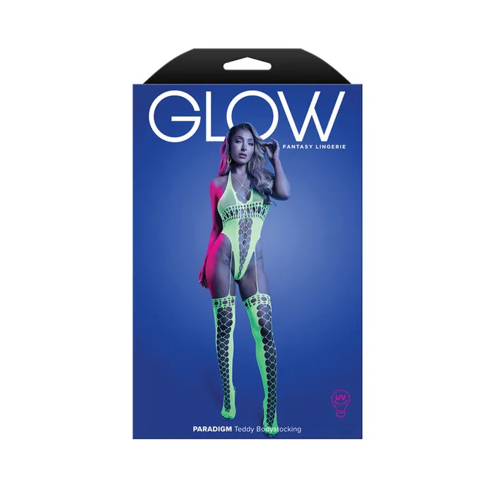 Fantasy Lingerie GLOW Paradigm Bodystocking Glow In Dark Green One Size Fantasy Lingerie