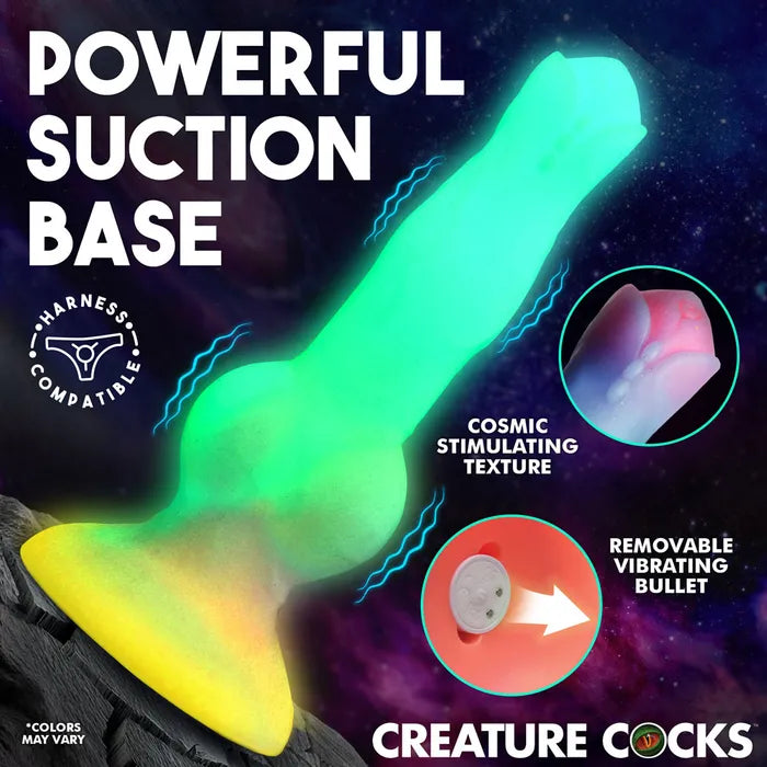XR Brands Creature Cocks Astro Cock Glow In Dark Vibrating Fantasy Dildo With Remote 20.6cm Secondary image