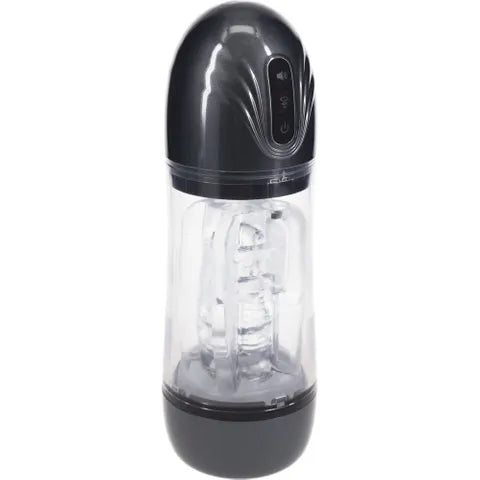 Shots toys PUMPED SonicPull USB Rechargeable Sucking & Vibrating Automatic Masturbator Gunmetal Grey / Clear Shots Toys