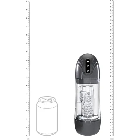 Shots toys PUMPED SonicPull USB Rechargeable Sucking & Vibrating Automatic Masturbator Gunmetal Grey / Clear Shots Toys