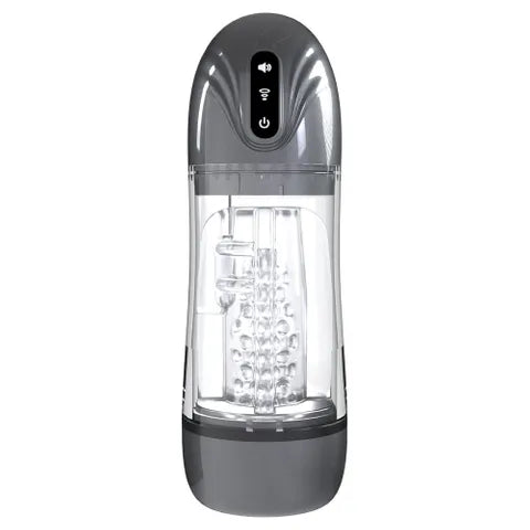 Shots toys PUMPED SonicPull USB Rechargeable Sucking & Vibrating Automatic Masturbator Gunmetal Grey / Clear Shots Toys