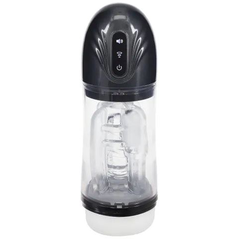 Shots toys PUMPED SonicPull USB Rechargeable Sucking & Vibrating Automatic Masturbator Gunmetal Grey / Clear Shots Toys