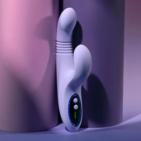 Evolved PEP TALK USB Rechargeable Thrusting Vibrator With Tapping Clitoral Stimulator Purple 23.3 cm Evolved Main image