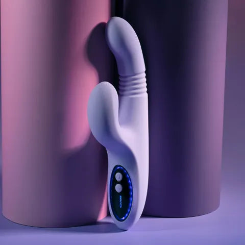 Evolved PEP TALK USB Rechargeable Thrusting Vibrator With Tapping Clitoral Stimulator Purple 23.3 cm Evolved