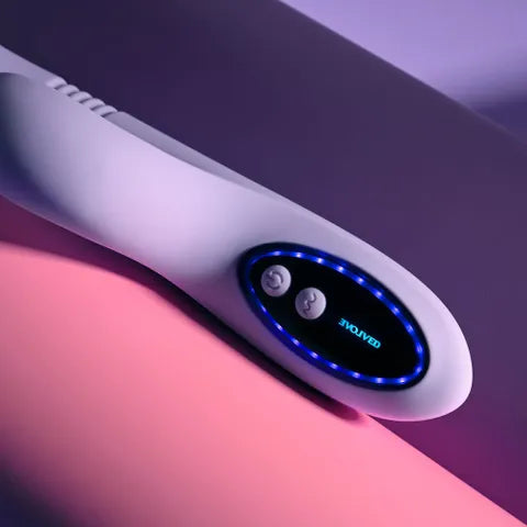 Evolved PEP TALK USB Rechargeable Thrusting Vibrator With Tapping Clitoral Stimulator Purple 23.3 cm Evolved