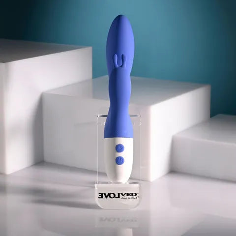 Evolved FUNNY BUNNY USB Rechargeable Rabbit Vibrator Blue 20 cm Secondary image