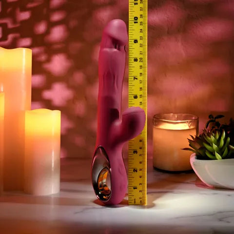 Evolved BURSTING WITH PLEASURE USB Rechargeable Vibrator With Tapping Clitoral Stimulator Red 25.4 cm Evolved