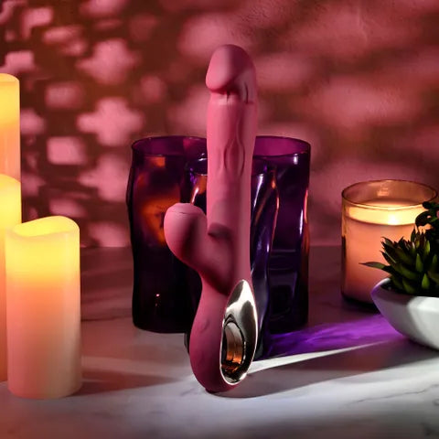 Evolved BURSTING WITH PLEASURE USB Rechargeable Vibrator With Tapping Clitoral Stimulator Red 25.4 cm Evolved