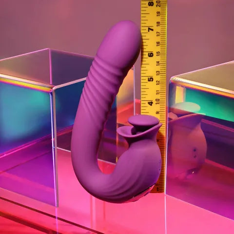 Evolved DEEP ECSTASY USB Rechargeable Thrusting & Tapping Vibrator Purple 16.5 cm Evolved