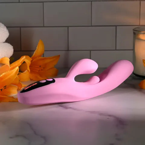 Evolved PUSH THE BUTTON USB Rechargeable Rabbit Vibrator With G Spot Bud Pink 23.5 cm Evolved