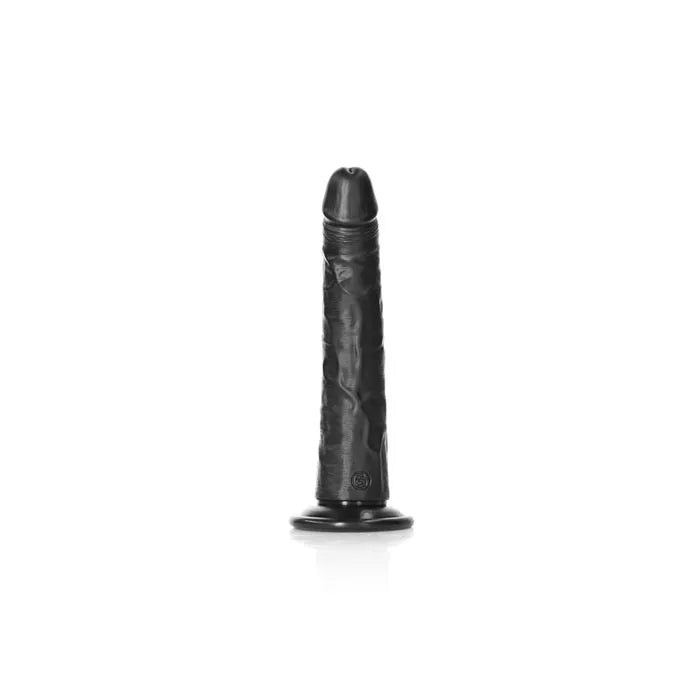 Shots Toys REALROCK Realistic Slim Dildo With Suction Cup 8 Inch Black Shots Toys Main image
