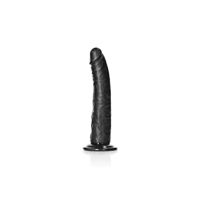 Shots Toys REALROCK Realistic Slim Dildo With Suction Cup 8 Inch Black Shots Toys