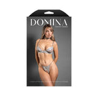 Fantasy Lingerie DOMINA Chain Detail Bra Panty & Choke Grey M / L Fantasy Lingerie