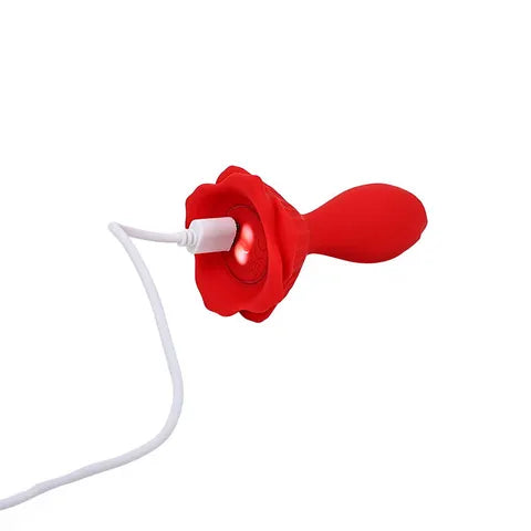 Adam & Eve THE ROSEBUD USB Rechargeable Vibrating Butt Plug With Remote Red 10.2 cm Adam & Eve