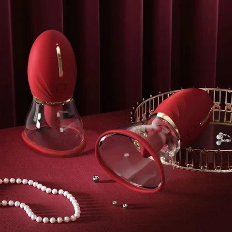 LuvPump Adoramor USB Rechargeable Licking  & Suction Pussy Pump Red LuvPump
