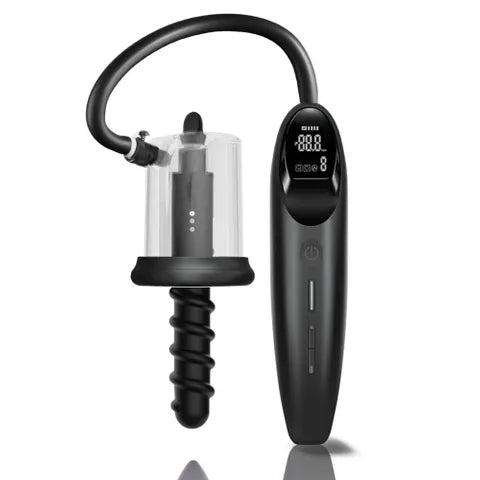 LuvPump RosCup Pro Smart Rosebud Pump Black USB Rechargeable Anal Pump With Vibrating Probe LuvPump