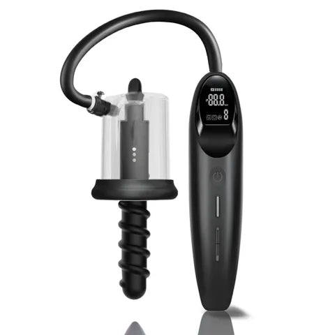 LuvPump RosCup Pro Smart Rosebud Pump Black USB Rechargeable Anal Pump With Vibrating Probe LuvPump