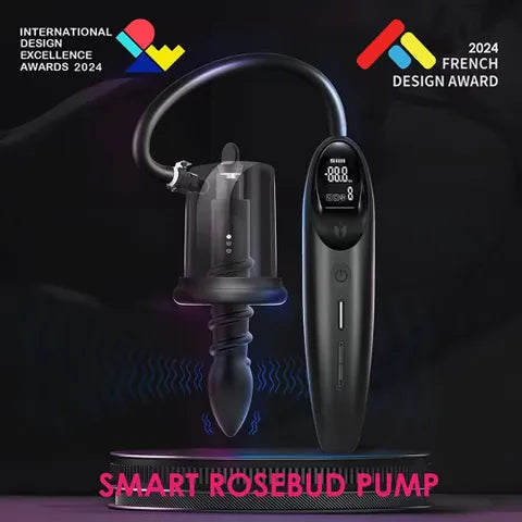 LuvPump RosCup Pro Smart Rosebud Pump Black USB Rechargeable Anal Pump With Vibrating Probe LuvPump