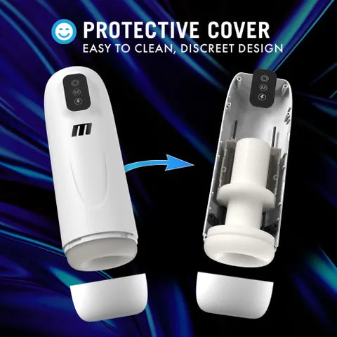 Blush Novelties M For Men Robo Bator USB Rechargeable Vibrating Auto Stroker White Blush Novelties