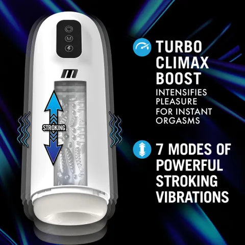 Blush Novelties M For Men Robo Bator USB Rechargeable Vibrating Auto Stroker White Blush Novelties