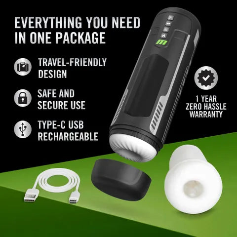 Blush Novelties M For Men Master Blaster USB Rechargeable Vibrating & Sucking Auto Stroker Blush Novelties