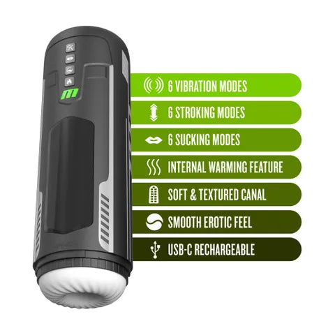Blush Novelties M For Men Master Blaster USB Rechargeable Vibrating & Sucking Auto Stroker Blush Novelties