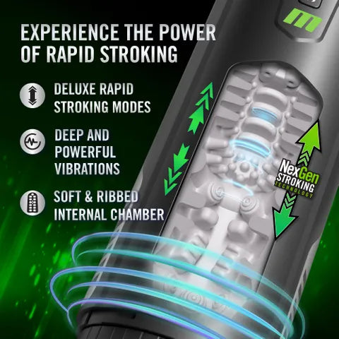 Blush Novelties M For Men Master Blaster USB Rechargeable Vibrating & Sucking Auto Stroker Blush Novelties