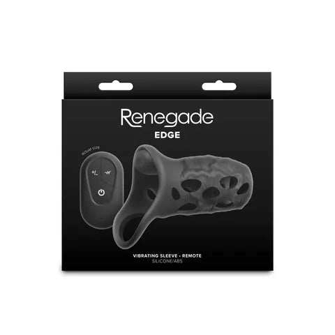 NS Novelties Renegade Edge USB Rechargeable Vibrating Penis Sleeve With Wireless Remote Black NS Novelties