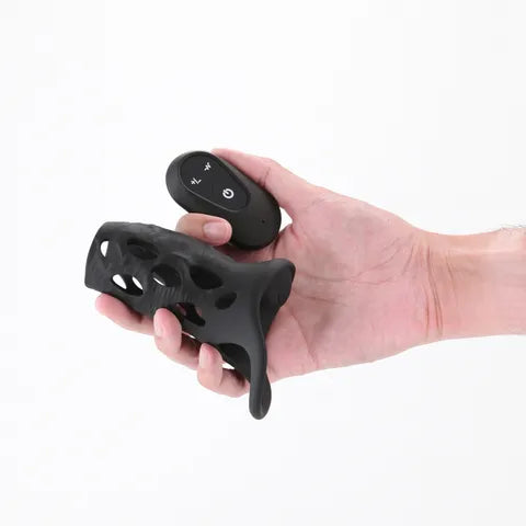 NS Novelties Renegade Edge USB Rechargeable Vibrating Penis Sleeve With Wireless Remote Black Secondary image