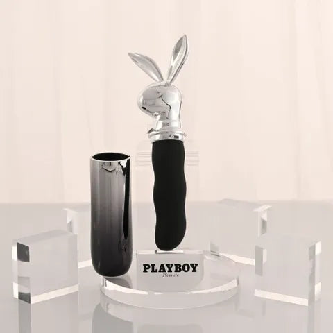 Playboy Pleasure Bunny On The Go USB C Rechargeable Vibrator 18.6 cm Black / Chrome Playboy Pleasure