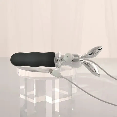 Playboy Pleasure Bunny On The Go USB C Rechargeable Vibrator 18.6 cm Black / Chrome Playboy Pleasure