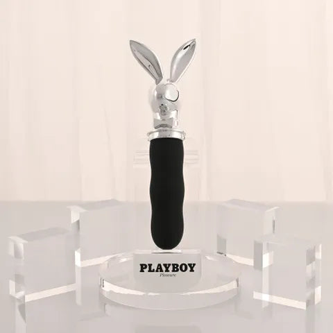 Playboy Pleasure Bunny On The Go USB C Rechargeable Vibrator 18.6 cm Black / Chrome Playboy Pleasure