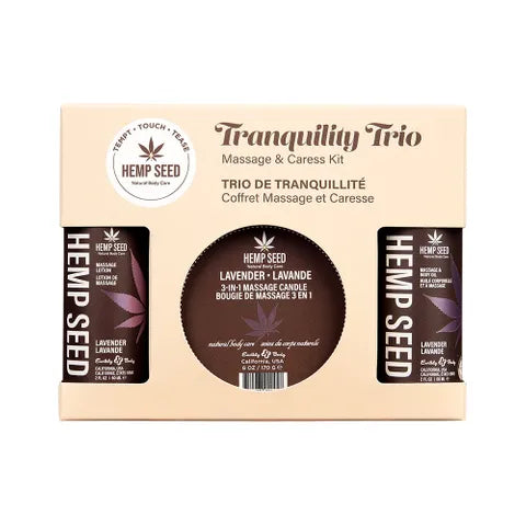 Earthly Body Hemp Seed Tranquility Trio Scented Massage & Caress Kit 3 Piece Kit Earthly Body