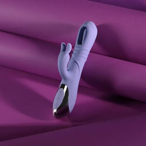 Playboy Pleasure Tap Me In USB Rechargeable Rabbit Vibrator With Tapping Shaft 24.2 cm Purple Playboy Pleasure Main image