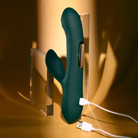 Evolved HEART OF GOLD USB Rechargeable Rabbit Vibrator Green Evolved