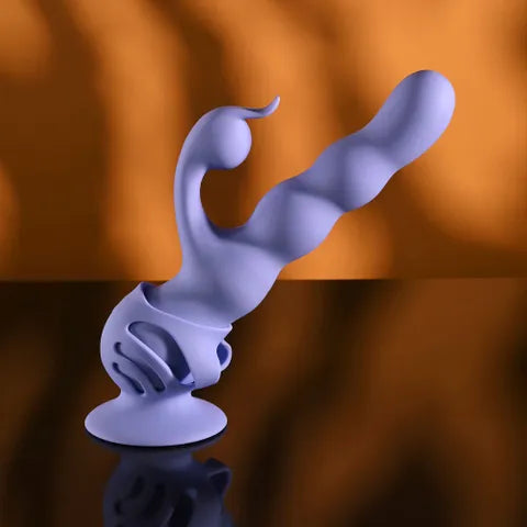 Evolved WIGGLY BUNNY USB Rechargeable Rabbit Vibrator With Suction Base Purple Evolved