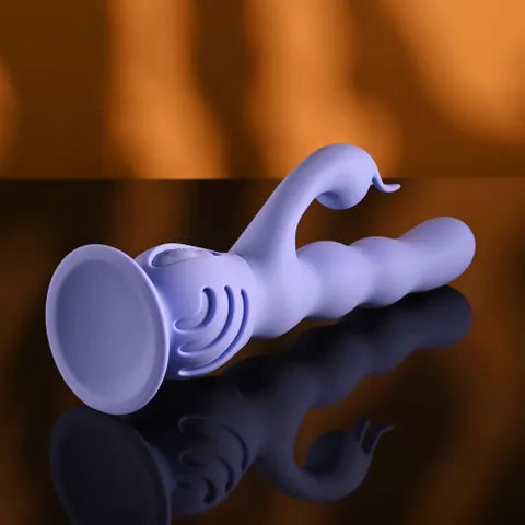 Evolved WIGGLY BUNNY USB Rechargeable Rabbit Vibrator With Suction Base Purple Evolved