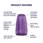 Satisfyer Men Heat Vibration Battery Series Heating & Vibrating Masturbator Purple Satisfyer